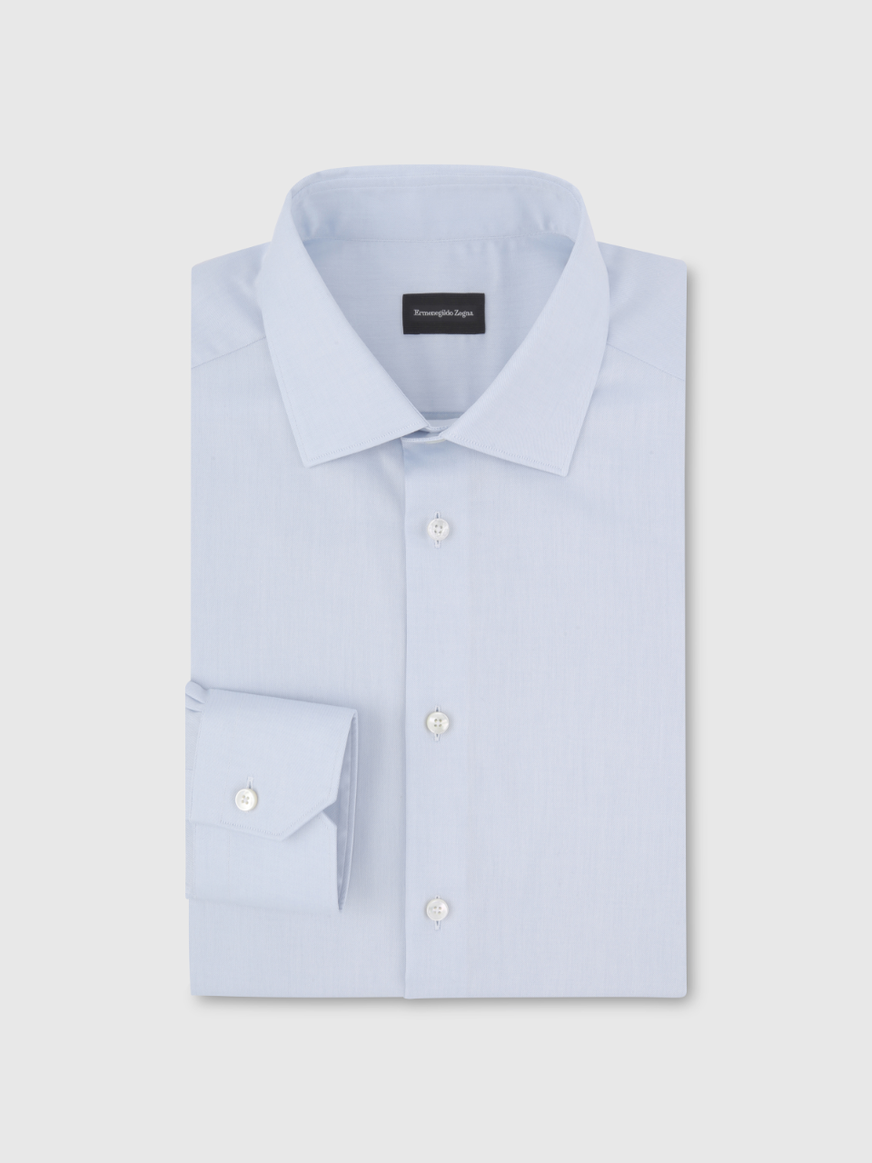 Light Blue Cotton Twill Tailoring Shirt, Milano Regular Fit